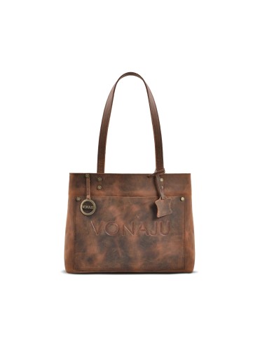 VONAJU DARK BROWN LEATHER TOTE BAG